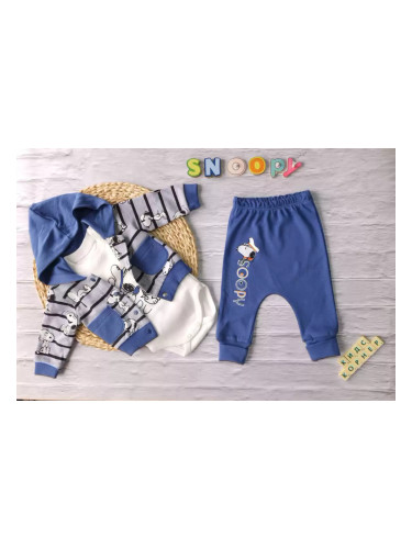 Памучен бебешки комплект Snoopy Blue