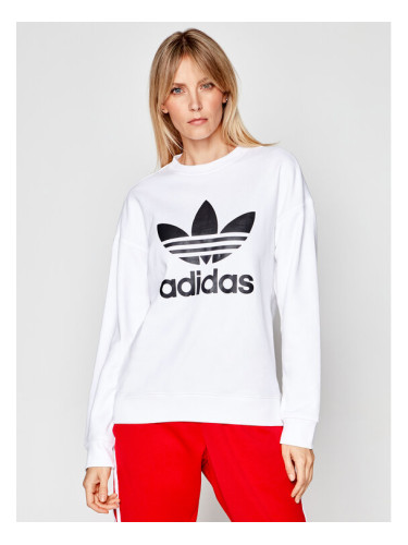 adidas Суитшърт Trefoil GN2961 Бял Regular Fit