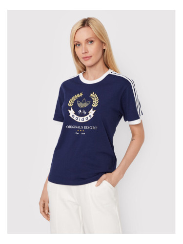 adidas Тишърт Crest Graphic HL6555 Тъмносин Regular Fit