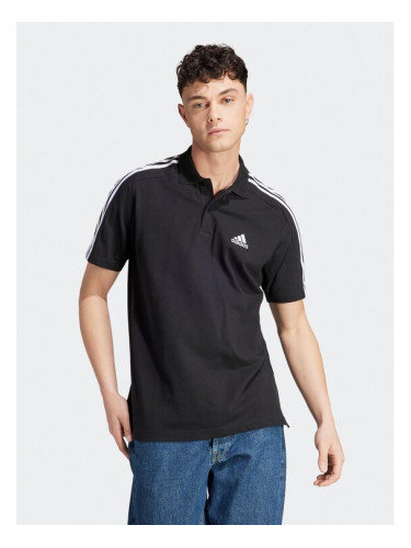 adidas Тениска с яка и копчета Essentials Piqué Embroidered Small Logo 3-Stripes Polo Shirt IC9310 Черен Regular Fit