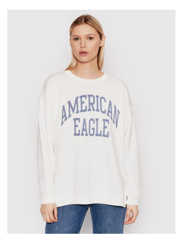 American Eagle Суитшърт 045-1457-1516 Бял Oversize