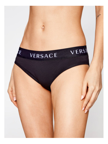 Versace Класически дамски бикини Logo AUD04071 Черен