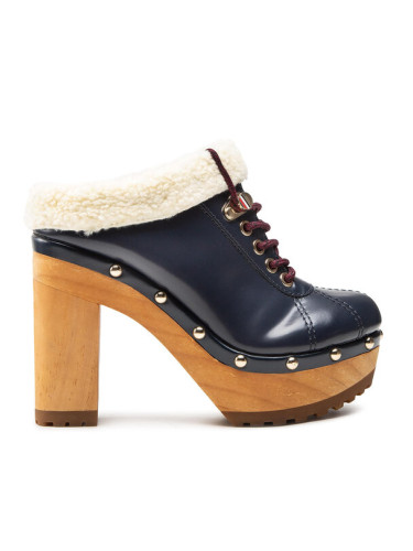 Tommy Hilfiger Чехли High Heel Clog Mule Monogram FW0FW06884 Тъмносин