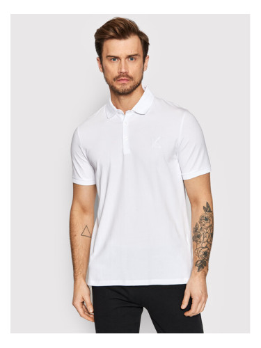 KARL LAGERFELD Тениска с яка и копчета 745890 500221 Бял Regular Fit