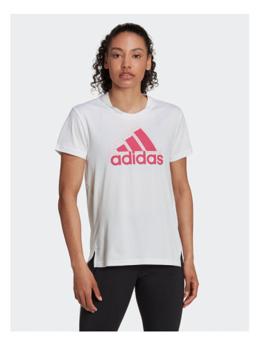 adidas Тениска от техническо трико 3-Stripes Sport Brand Love T-Shirt HK6514 Бял Regular Fit