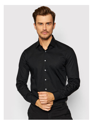 Calvin Klein Риза Poplin K10K108229 Черен Slim Fit