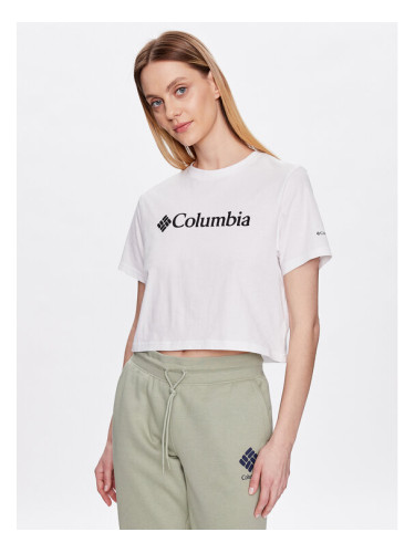 Columbia Тишърт North Casades 1930051 Бял Cropped Fit