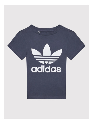 adidas Тишърт Trefoil HC9601 Тъмносин Regular Fit