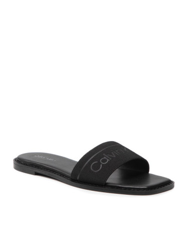 Calvin Klein Чехли Squared Flat Slide He HW0HW00817 Черен