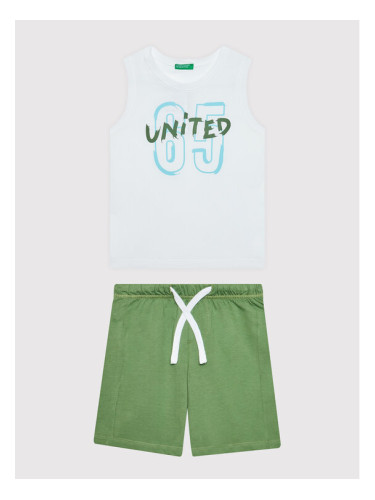 United Colors Of Benetton Комплект топ и панталонки 3096CK001 Бял Regular Fit