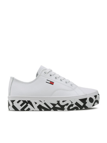 Tommy Jeans Сникърси Cupsole Print Logo EN0EN02064 Бял