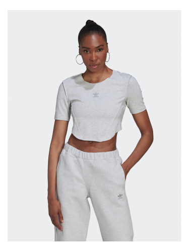 adidas Тишърт Crop Loungewear HL9130 Сив Regular Fit