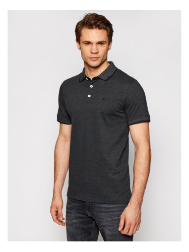 Jack&Jones Тениска с яка и копчета Paulos 12136668 Черен Slim Fit