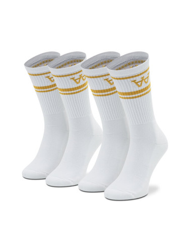 Wood Wood Комплект 2 чифта дълги чорапи мъжки Con 10299007-9517 Бял