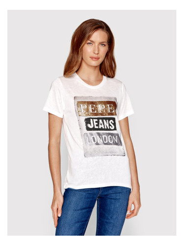 Pepe Jeans Тишърт Tyler PL505351 Бял Regular Fit