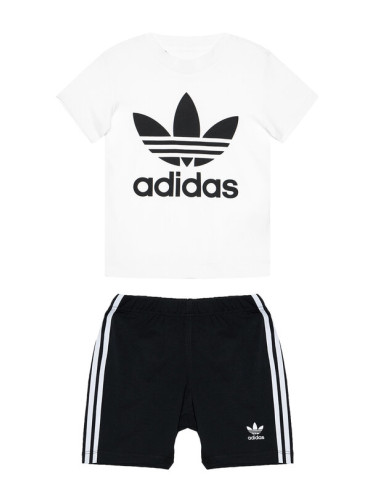 adidas Комплект тишърт и спортни шорти Trefoil FI8318 Черен Regular Fit