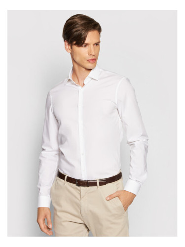 Calvin Klein Риза 2ply Poplin Stretch Slim Shirt K10K103025 Бял Slim Fit