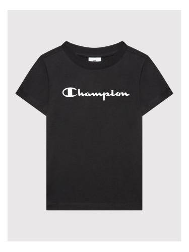 Champion Тишърт Contrast Script Logo 404541 Черен Regular Fit