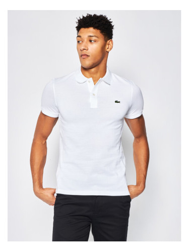 Lacoste Тениска с яка и копчета PH4012 Бял Slim Fit