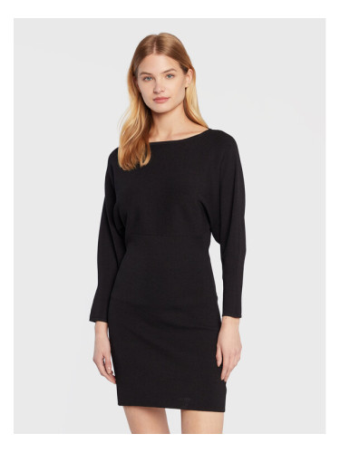 Sisley Плетена рокля 11APMV004 Черен Regular Fit