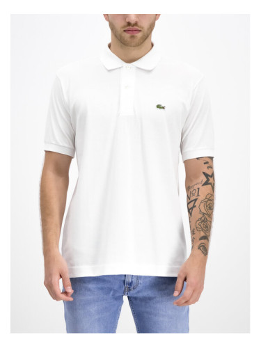 Lacoste Тениска с яка и копчета L1212 Бял Classic Fit