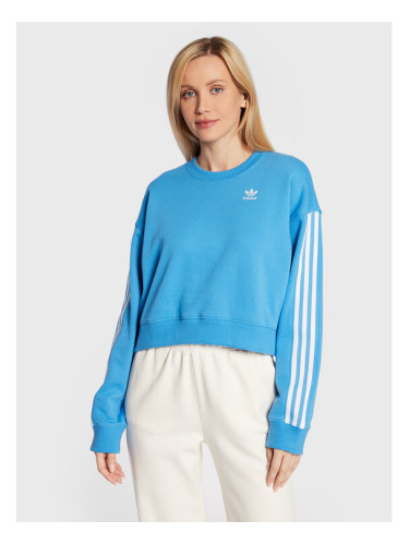 adidas Суитшърт Allover Print HN3641 Син Relaxed Fit