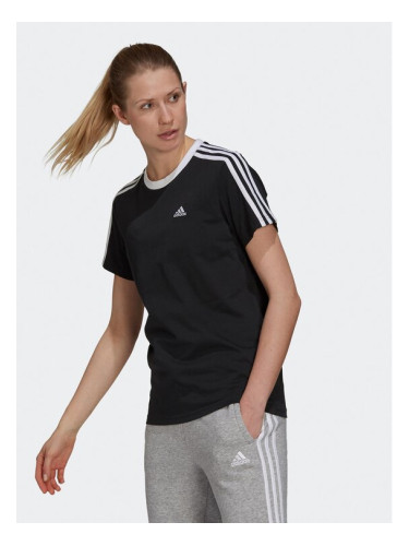 adidas Тишърт Essentials 3-Stripes GS1379 Черен Loose Fit