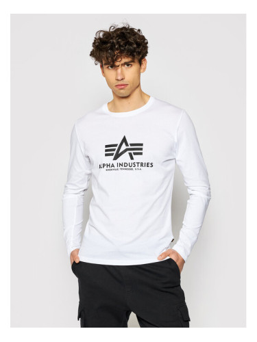 Alpha Industries Тениска с дълъг ръкав Basic T 100510 Бял Regular Fit