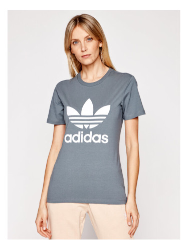 adidas Тишърт adicolor Classics Trefoil GN2903 Сив Regular Fit