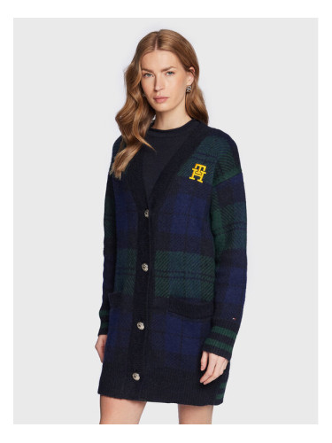 Tommy Hilfiger Кардиган Tartan WW0WW36993 Тъмносин Regular Fit