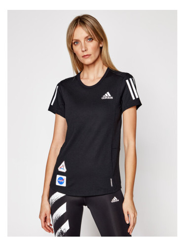 adidas Тениска от техническо трико Space Tee W GP5828 Черен Regular Fit