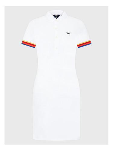 Superdry Ежедневна рокля Vintage Stripe Polo W8011102A Бял Regular Fit