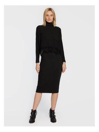 Nissa Комплект пуловер и рокля RZ13527 Черен Regular Fit