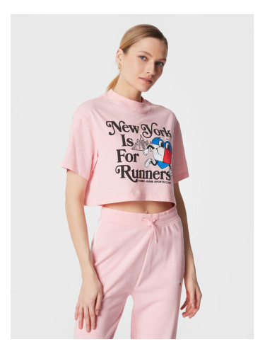 Tommy Jeans Тишърт Sportees Runners DW0DW14923 Розов Oversize