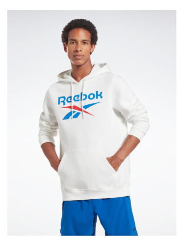 Reebok Суитшърт Identity Stacked Logo H54805 Бял Regular Fit