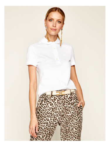 Lacoste Тениска с яка и копчета PF5462 Бял Slim Fit