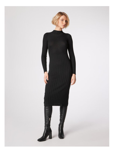 Simple Плетена рокля SUD507-01 Черен Slim Fit