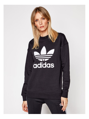 adidas Суитшърт Trefoil Crew FM3272 Черен Regular Fit