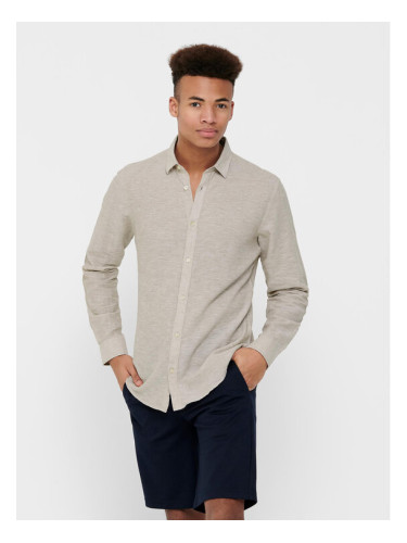 Only & Sons Риза Caiden 22012321 Бежов Slim Fit