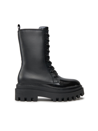 Calvin Klein Jeans Туристически oбувки Flatform Laceup Boot Patent YW0YW00852 Черен