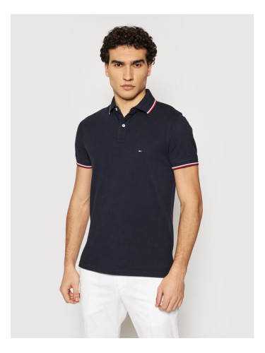 Tommy Hilfiger Тениска с яка и копчета Tipped MW0MW13080 Тъмносин Slim Fit