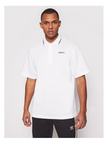 adidas Тениска с яка и копчета Summer GN3835 Бял Regular Fit