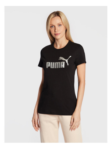 Puma Тишърт Essentials+ Metallic Logo 848303 Черен Regular Fit