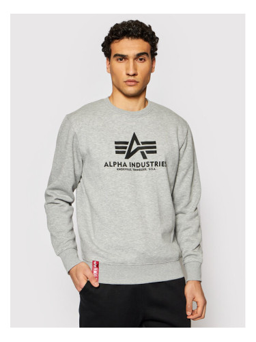 Alpha Industries Суитшърт Basic Sweater 178302 Сив Regular Fit
