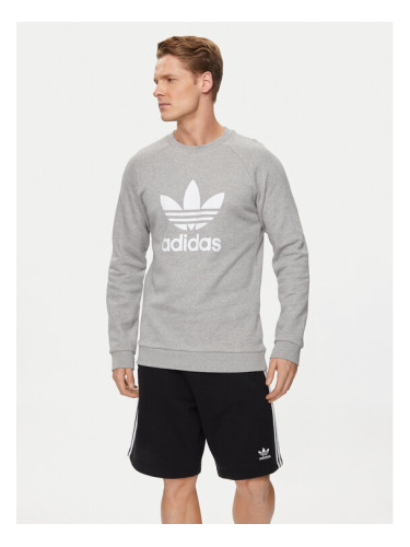 adidas Суитшърт Adicolor Classics Trefoil Crewneck Sweatshirt IA4857 Сив Regular Fit