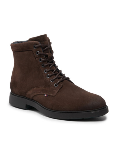 Tommy Hilfiger Ботуши Elevated Rounded Suede Lace Boot FM0FM04185 Кафяв