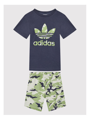 adidas Комплект тишърт и панталонки Camo HE6928 Тъмносин Regular Fit