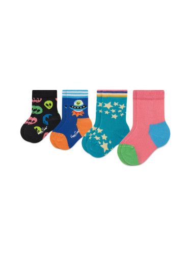 Happy Socks Комплект 4 чифта дълги чорапи детски XKSPC09-0200 Цветен
