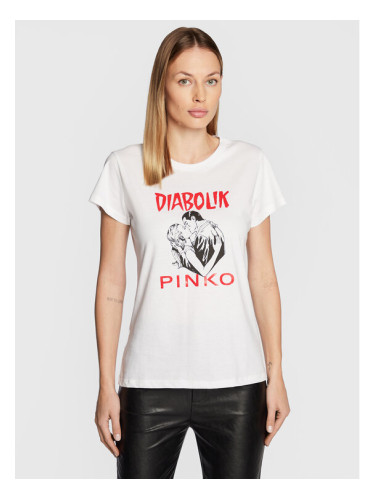 Pinko Тишърт DIABOLIK Fabiana 1L1098 Y5SN Бял Regular Fit