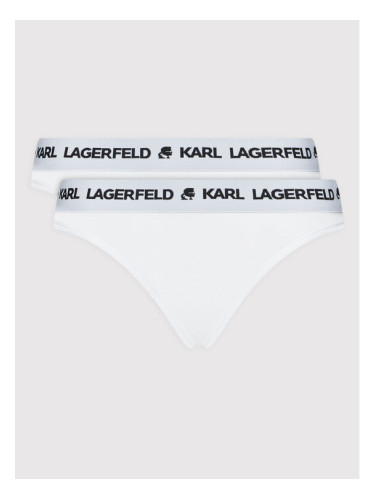 KARL LAGERFELD Комплект 2 чифта класически бикини Logo Set 211W2127 Бял
